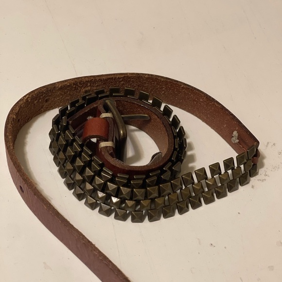 Fossil Womens Hip Belt L Brown Leather Metal Linked Studded
Chain Boho Skinny - Picture 12 of 13